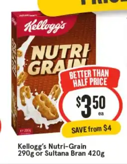IGA Kellogg's nutri-grain or sultana bran offer