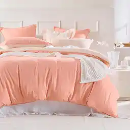 Pillow Talk Linen Look Reversible Quilt Cover Set by Essentials offer