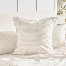 Pillow Talk Striped Linen Cotton European Pillowcase by Habitat offer