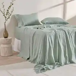 Pillow Talk Washed Linen Flat Sheet by M.U.S.E offer