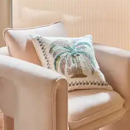 Pillow Talk Jada Palm Embroidered Square Cushion by Habitat offer