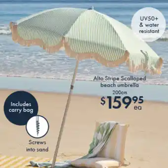 Pillow Talk Alto Stripe Scalloped beach umbrella offer
