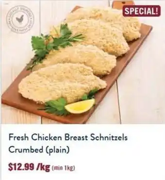 Fresh Chicken Breast Schnitzels Crumbed (plain)