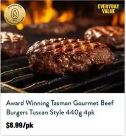 Tasman Butchers Award Winning Tasman Gourmet Beef Burgers Tuscan Style offer