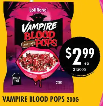 Red Dot Vampire blood pops offer