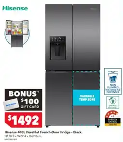 Harvey Norman Hisense 483L PureFlat French-Door Fridge - Black offer