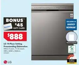 Harvey Norman LG 14-Place Setting Freestanding Dishwasher offer