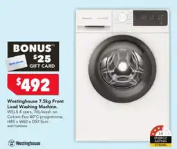 Harvey Norman Westinghouse Front Load Washing Machine offer