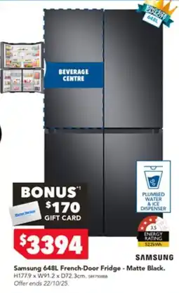 Harvey Norman Samsung 648L French-Door Fridge - Matte Black offer