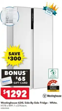 Harvey Norman Westinghouse 624L Side-By-Side Fridge - White offer