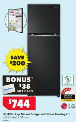Harvey Norman LG 335L Top Mount Fridge with Door Cooling+ offer