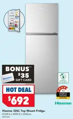 Harvey Norman Hisense 326L Top Mount Fridge offer