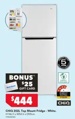 Harvey Norman CHIQ 202L Top Mount Fridge - White offer