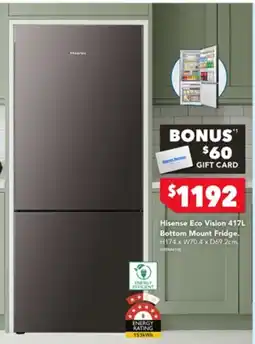 Harvey Norman Hisense Eco Vision 417L Bottom Mount Fridge offer