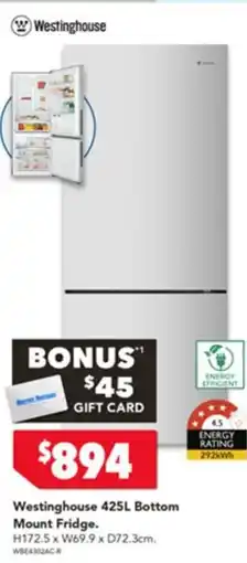 Harvey Norman Westinghouse 425L Bottom Mount Fridge offer