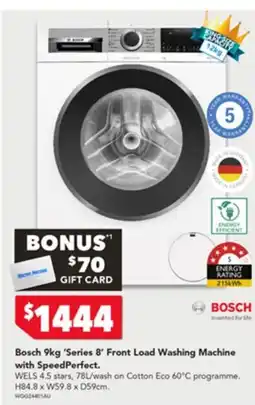 Harvey Norman Bosch 'Series 8' Front Load Washing Machine with SpeedPerfect offer