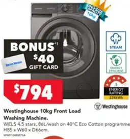 Harvey Norman Westinghouse Front Load Washing Machine offer