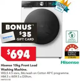 Harvey Norman Hisense Front Load Washing Machine offer