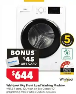 Harvey Norman Whirlpool Front Load Washing Machine offer