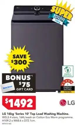 Harvey Norman LG 'Series 10' Top Load Washing Machine offer