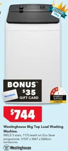 Harvey Norman Westinghouse Top Load Washing Machine. offer