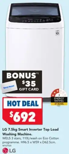 Harvey Norman LG Smart Inverter Top Load Washing Machine offer