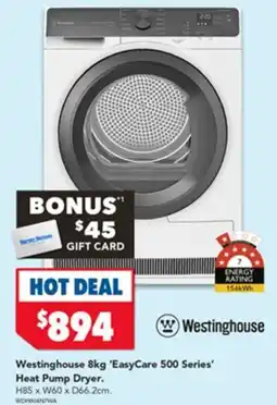Harvey Norman Westinghouse 'EasyCare 500 Series' Heat Pump Dryer offer