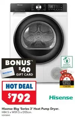 Harvey Norman Hisense 'Series 3' Heat Pump Dryer offer