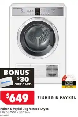 Harvey Norman Fisher & Paykel Vented Dryer offer