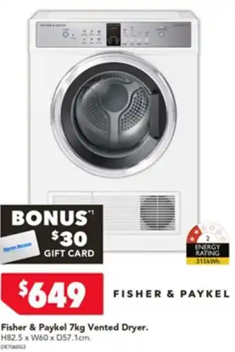 Harvey Norman Fisher & Paykel Vented Dryer offer