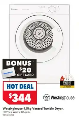 Harvey Norman Westinghouse Vented Tumble Dryer offer