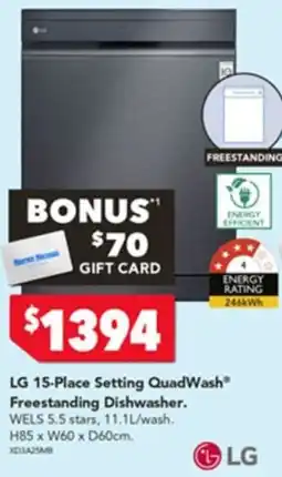 Harvey Norman LG 15-Place Setting QuadWash Freestanding Dishwasher offer