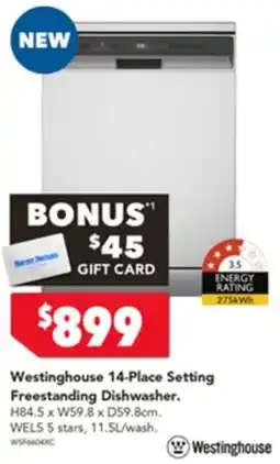 Harvey Norman Westinghouse 14-Place Setting Freestanding Dishwasher offer