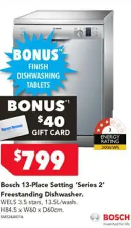 Harvey Norman Bosch 13-Place Setting 'Series 2' Freestanding Dishwasher offer