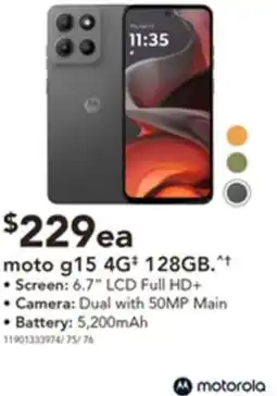 Harvey Norman moto g15 4G+ 128GB offer