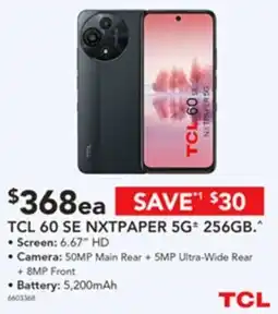 Harvey Norman TCL 60 SE NXTPAPER 5G 256GB offer