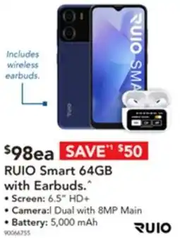 Harvey Norman RUIO Smart 64GB with Earbuds offer