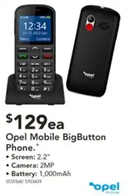 Harvey Norman Opel Mobile BigButton Phone offer