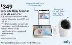 Harvey Norman eufy E20 Baby Monitor with 2K Camera offer