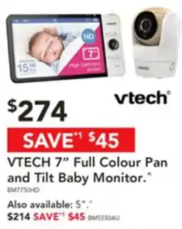 Harvey Norman VTECH 7" Full Colour Pan and Tilt Baby Monitor offer