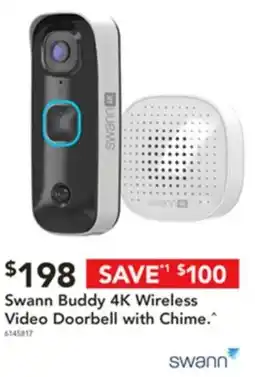 Harvey Norman Swann Buddy 4K Wireless Video Doorbell with Chime offer