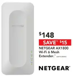 Harvey Norman NETGEAR AX1800 Wi-Fi 6 Mesh Extender offer
