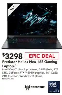 Harvey Norman Predator Helios Neo 16S Gaming Laptop offer