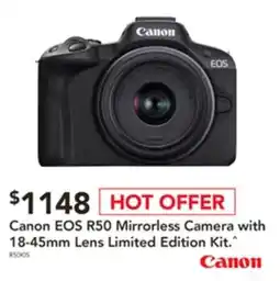 Harvey Norman Canon eos r50 mirrorless camera with 18-45mm lens limited edition kit offer