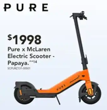 Harvey Norman Pure x mclaren electric scooter - papaya. offer