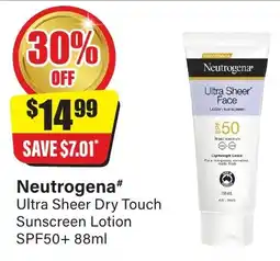 Chemist Discount Centre Neutrogena ultra sheer dry touch sunscreen lotion spf50+ offer