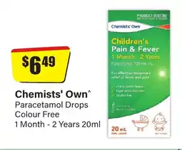Chemist Discount Centre Chemists' own paracetamol drops colour free 1 month - 2 years offer