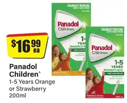 Chemist Discount Centre Panadol children 1-5 years orange or strawberry offer
