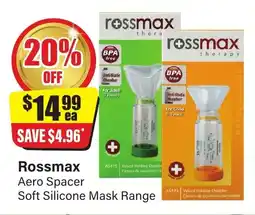 Chemist Discount Centre Rossmax aero spacer soft silicone mask range offer