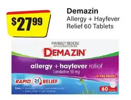 Chemist Discount Centre Demazin allergy + hayfever relief 60 tablets offer